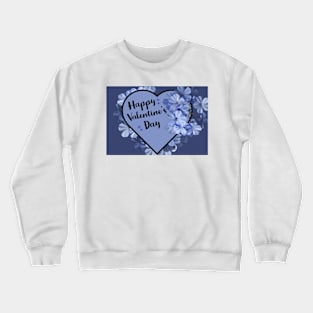 Happy Valentine's Day with Purple Heart and Flowers Crewneck Sweatshirt